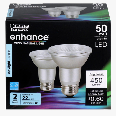 FEIT ELECTRIC LED PAR20 E26 DL 50W 2PK PAR20DM/950CA/2